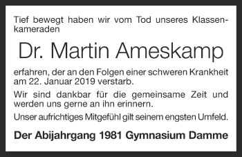 Anzeige von Martin Ameskamp von OM-Medien