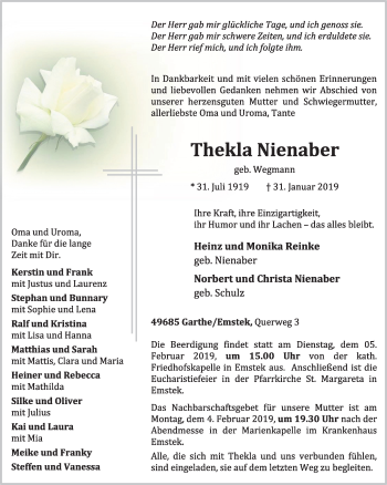 Anzeige von Thekla Nienaber von OM-Medien