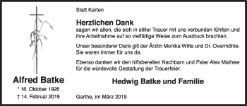 Anzeige von Alfred Batke von OM-Medien