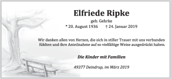 Anzeige von Elfriede Ripke von OM-Medien