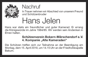 Anzeige von Hans Jelen  von OM-Medien