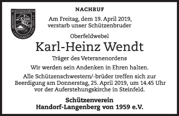 Anzeige von Karl-Heinz Wendt von OM-Medien