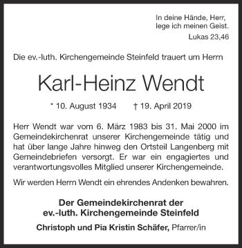 Anzeige von Karl-Heinz Wendt von OM-Medien