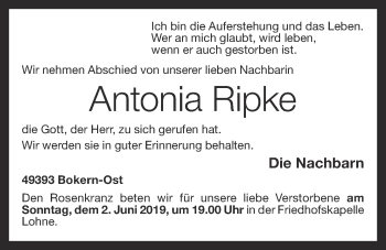 Anzeige von Antonia Ripke von OM-Medien