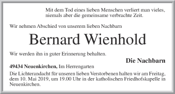 Anzeige von Bernard Wienhold von OM-Medien