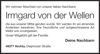 Anzeige von Irmgard von der Wellen von OM-Medien