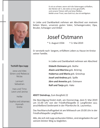 Anzeige von Josef Ostmann von OM-Medien