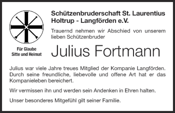 Anzeige von Julius Fortmann von OM-Medien