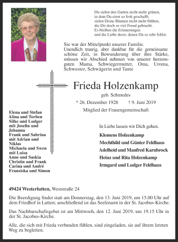 Anzeige von Frieda Holzenkamp von OM-Medien