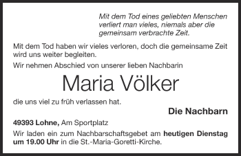 Anzeige von Maria Völker von OM-Medien