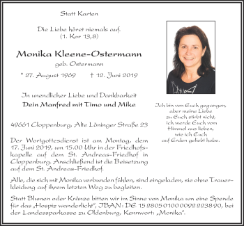 Anzeige von Monika Kleene-Ostermann von OM-Medien