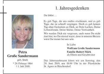 Anzeige von Petra Große Sandermann von OM-Medien