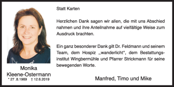 Anzeige von Monika Kleene-Ostermann von OM-Medien