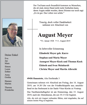 Anzeige von August Meyer von OM-Medien