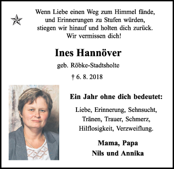 Anzeige von Ines Hannöver von OM-Medien