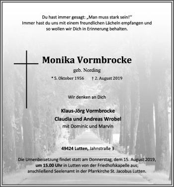 Anzeige von Monika Vormbrocke von OM-Medien