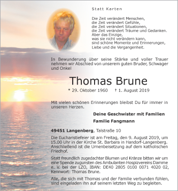 Anzeige von Thomas Brune von OM-Medien