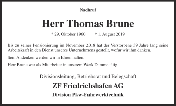 Anzeige von Thomas Brune von OM-Medien