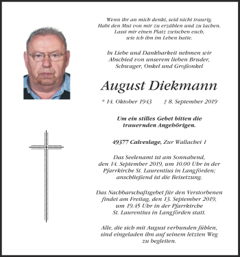 Anzeige von August Diekmann von OM-Medien