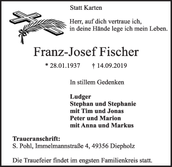 Anzeige von Franz-Josef Fischer von OM-Medien