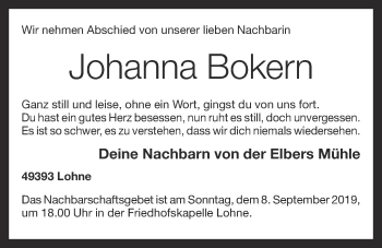 Anzeige von Johanna Bokern von OM-Medien