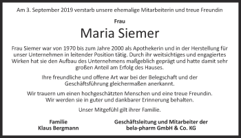 Anzeige von Maria Siemer von OM-Medien