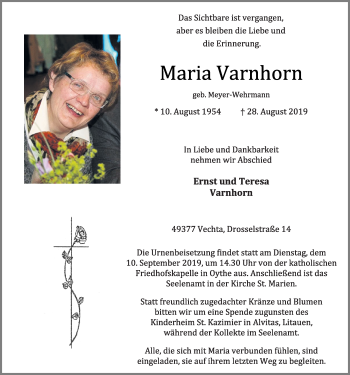 Anzeige von Maria Varnhorn von OM-Medien