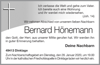 Anzeige von Bernard Hönemann von OM-Medien