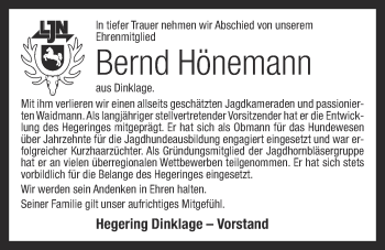 Anzeige von Bernard Hönemann von OM-Medien