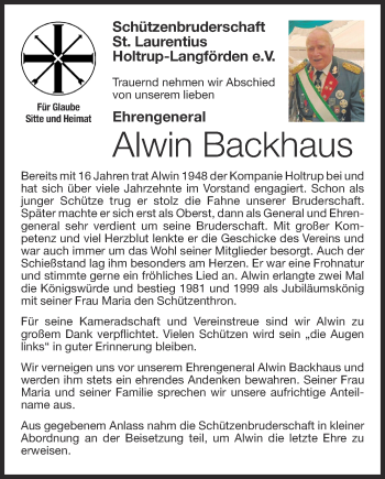 Anzeige von Alwin Backhaus von OM-Medien