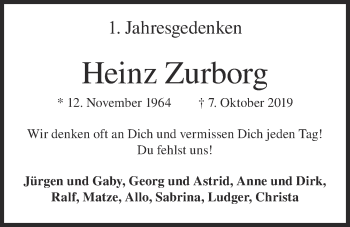 Anzeige von Heinz Zurborg von OM-Medien