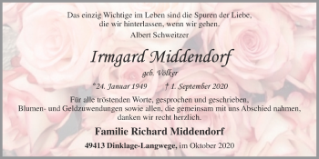 Anzeige von Irmgard Middendorf von OM-Medien