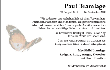 Anzeige von Paul Bramlage von OM-Medien