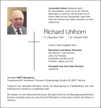 Anzeige von Richard Uhlhorn von OM-Medien