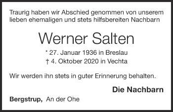 Anzeige von Werner Salten von OM-Medien