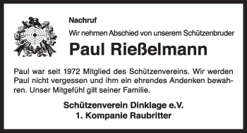 Anzeige von Paul Rießelmann von OM-Medien