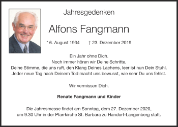 Anzeige von Alfons Fangmann von OM-Medien