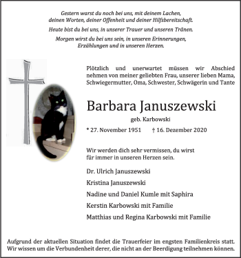 Anzeige von Barbara Januszewski von OM-Medien