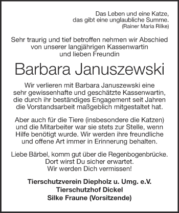 Anzeige von Barbara Januszewski von OM-Medien