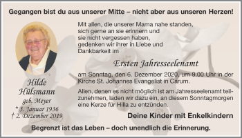 Anzeige von Hilde Hülsmann von OM-Medien