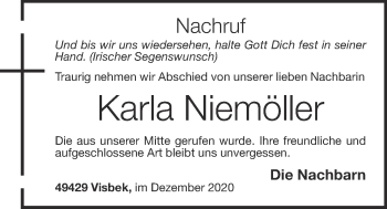 Anzeige von Karla Niemöller von OM-Medien