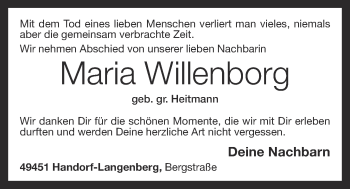 Anzeige von Maria Willenborg von OM-Medien