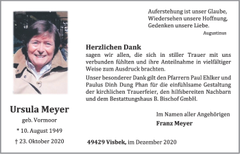 Anzeige von Ursula Meyer von OM-Medien