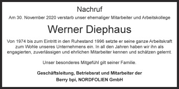 Anzeige von Werner Diephaus von OM-Medien