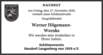 Anzeige von Werner Högemann-Wernke von OM-Medien