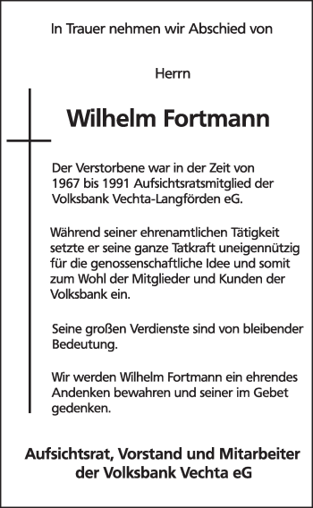 Anzeige von Wilhelm Fortmann von OM-Medien