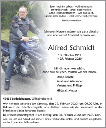 Anzeige von Alfred Schmidt von OM-Medien