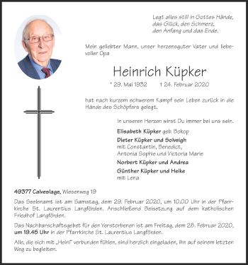 Anzeige von Heinrich Küpker von OM-Medien