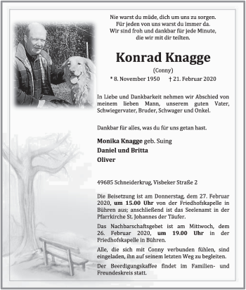 Anzeige von Konrad Knagge von OM-Medien