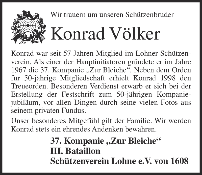  Traueranzeige für Konrad Völker vom 26.02.2020 aus OM-Medien